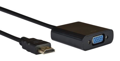 AQ KV106 - adaptér HDMI samec - VGA (D-SUB) samica + audio 3,5 mm Jack samica (dĺžka 0,2)