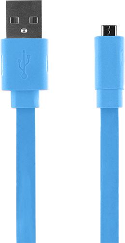 BIGBEN CABLEFLAT20MICBL - dátový plochý kábel s micro USB konektorom 2.1A, modrý (20cm)