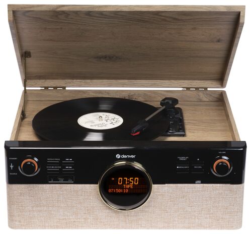 Denver MRD-180 - Minisystém s gramofonem, FM/DAB+, přehrává kazety, CD, USB, Bluetooth