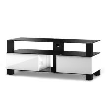 MD 9120 B-HBLK-WHT - stolík čierna skla, čierna lesk, biela