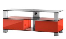MD 9120 B-INX-RED - stolík čierna sklá, nerez, červený