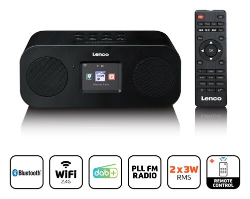 Lenco DIR-121BK - stereo rádio internetové / FM/DAB+ s Bluetooth